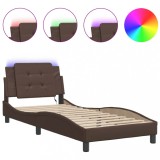 Cumpara ieftin Cadru de pat cu LED fara saltea, Zadar, maro, 90x200 cm