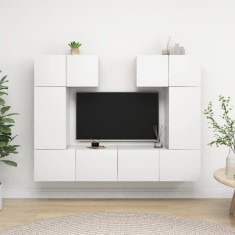 vidaXL Set dulapuri TV, 6 piese, alb, lemn prelucrat foto