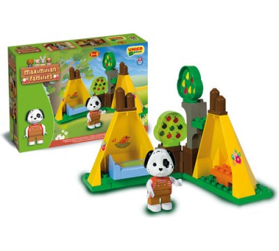 Set constructie cuburi Unico Maximilian Families In camping 29 piese foto