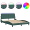Cadru de pat cu LED fara saltea, Hanko, verde inchis, 140x200 cm, catifea