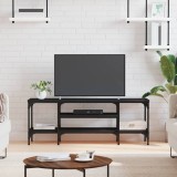 VidaXL Comodă TV, negru, 121x35x45 cm, lemn prelucrat &amp; fier