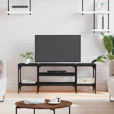 vidaXL Comodă TV, negru, 121x35x45 cm, lemn prelucrat &amp;amp; fier foto