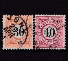 ✅ ( S34 ) Germania veche - Wurttemberg 1900 " Cifra in cerc " ,serie Michel 61/62 cota 15 &euro; , stampilat
