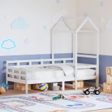 VidaXL Pat de zi cu acoperiș, alb, 80x200 cm, lemn masiv de pin