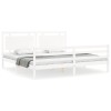 Cadru de pat cu tablie Super King Size, alb, lemn masiv