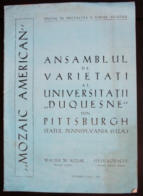 Caiet program &amp;quot;Mozaic american&amp;quot; (București, 1969) foto