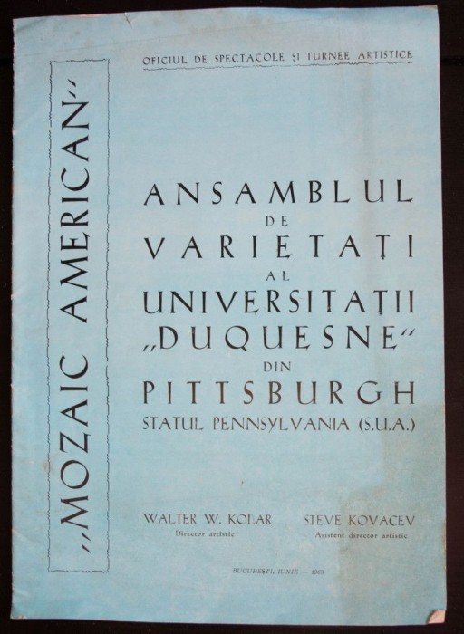 Caiet program &quot;Mozaic american&quot; (București, 1969)