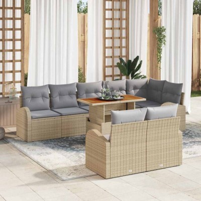 vidaXL Set de canapele pentru grădină 9 pcs Bej Rattan poli foto