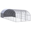 Coteț găini exterior vidaXL, 3x8x2 m, oțel zincat, argintiu, cu acoperiș impermeabil - cușcă spațioasă și durabilă