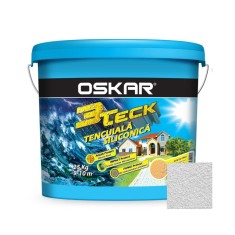 Tencuiala decorativa siliconica Oskar 3Teck, structurata, aspect bob de orez, alb, interior / exterior, 25 kg