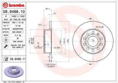BREMBO 08.9488.11 PRIME LINE - UV Coated Disc frana foto