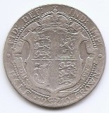 Marea Britanie Half Crown 1910 - Eduard al VII-lea, Argint 14,14 g/925, 2,3 mm KM-802