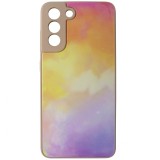 Husa tip capac spate silicon TPU bej + sticla multicolora pentru Samsung Galaxy S21 FE 5G