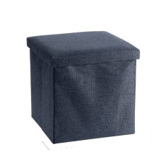 Taburet cu spatiu depozitare, pliabil, textil gri petrol 38 x 38 x 38 cm