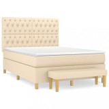Cumpara ieftin Pat continental cu saltea, crem, 140x200 cm, material textil
