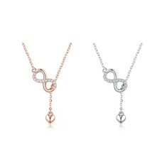 Colier Din Argint, Montura Rose sau Argintiu --- Model INFINIT --- Arg411C