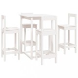 Cumpara ieftin Set mobilier de bar, 5 piese, alb, lemn masiv de pin