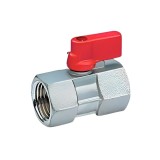 Mini Robinet Sferic din Alamă 3/8&quot; cu Filet Interior și M&acirc;ner Roșu