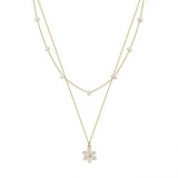 Lantisor argint 925, JW1707, model dublu cu floare, placat cu aur