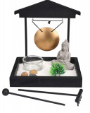 Suport pentru lumanare Buddha zen garden, 12x15x16.5 cm, MDF, negru, Excellent Houseware