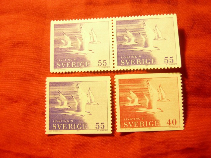 Serie Suedia 1971 Pasari - Aviatie , 4 valori