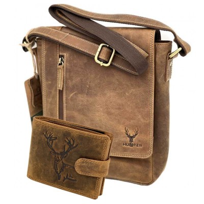 Set Pachet Cadou Barbati Borseta + Portofel: Hunter Exclusive, Piele Naturala foto