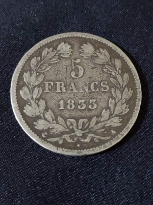 Franța 1833 A - 5 Franci - Monedă de argint #2 foto