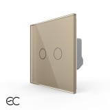 Cumpara ieftin Intrerupator dublu touch Livolo din sticla, ZigBee EC, auriu