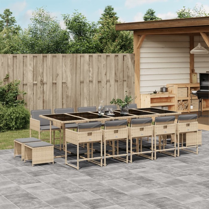 Gossi set mobilier gradina cu perne, 15 piese, bej combinat poliratan