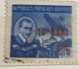 Timbre Romania Timbru Supratipar RPR 10 bani 8 lei, Stampilat
