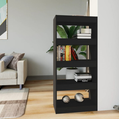 Bibliotecă/Separator, negru, 60x30x135 cm, lemn prelucrat foto