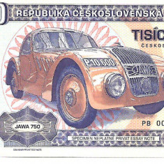 RARR : CEHOSLOVACIA = FANTASY NOTE = 1.000 KORUN , 90 ANI JAWA 750 - 2019 - UNC