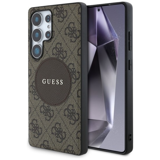 Husa pentru Samsung Galaxy S25 Ultra - Guess 4G Circle Classic Logo MagSafe (GUHMS25LP4PGRSGW) - Brown