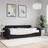 VidaXL Pat de zi cu saltea, negru, 90x190 cm, catifea 3196920