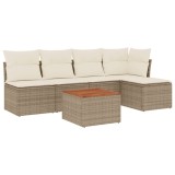 Cumpara ieftin Set canapele de gradina cu perne, 6 piese, bej, poliratan