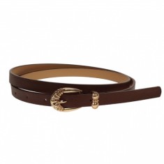 Curea dama, casual-eleganta, din piele ecologica, latime 1.3 cm, maro - CKD015