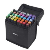 Set 40 markere multicolore, eSimplu&reg;, 2 capete subtire si gros, premium, cu geanta de depozitare