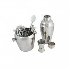 Set pentru cocktail si bauturi, inox, 6 piese, Gonga® Argintiu