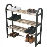 Raft din lemn confortabil si practic pentru 12 perechi de pantofi cu 4 nivele, Oem