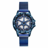 Cumpara ieftin Ceas de dama Sanda, cadran in forma de inimioare rotative 360 grade bratara milaneza inchidere magnetica Albastru