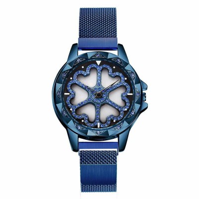 Ceas de dama Sanda, cadran in forma de inimioare rotative 360 grade bratara milaneza inchidere magnetica Albastru foto