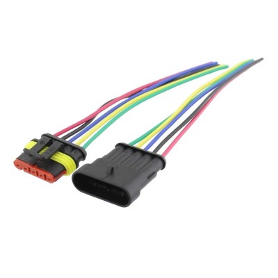 Cablu cu conector rezistent la umiditate, 5 fire, 13 cm, 196691 foto