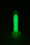 Dildo Realist Small Glow in the Dark, Silicon Moale, Verde, 17.5 cm