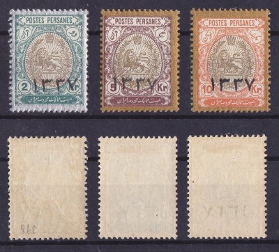 Iran Persia 1918 Definitives Overprint Mi.423 426 427 MLH AM.485 foto