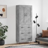 vidaXL Dulap &icirc;nalt, gri beton, 69,5x34x180, lemn compozit