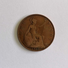 MONEDA MAREA BRITANIE .ONE PENNY 1913