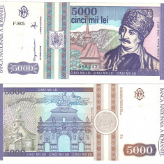 SV * Romania BNR 5000 LEI 1994 * Serii Consecutive ! Pret per Bucata * UNC