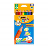 Creioane Colorate Bic Evolution, 12 Buc/set, Culori Asortate, Set 12 Creioane Colorate Bic Evolution, Creioane Colorate Copii, Creioane Colorate Bic,