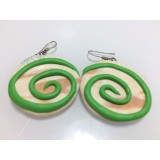 Cercei Fimo , verde cu alb, material Fimo, Hand Made