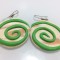 Cercei Fimo , verde cu alb, material Fimo, Hand Made